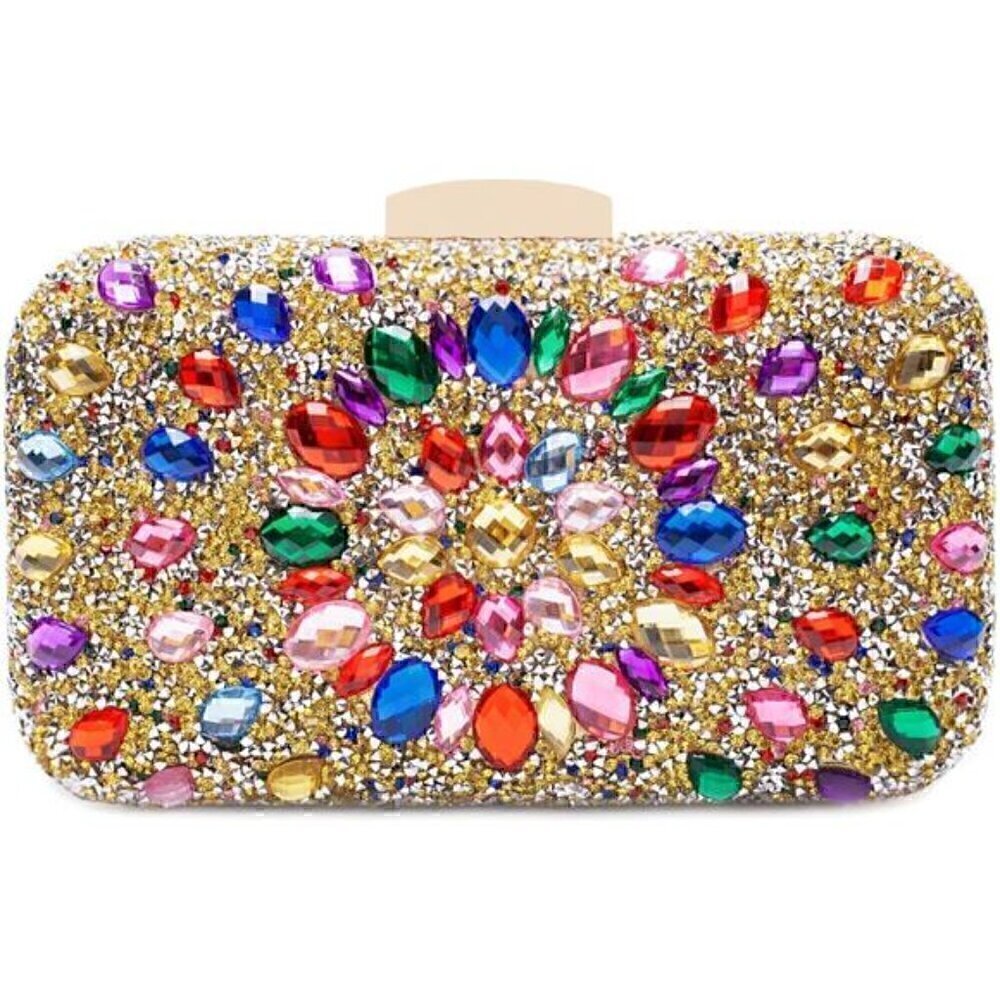 Gemstone Clutch Purses for Women Wedding Party, Rhinestone Purse Crystal Evening